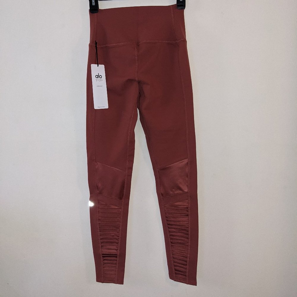 NWT Alo Yoga High Rise Moto Leggings in Earth Sz M - Picture 6 of 12